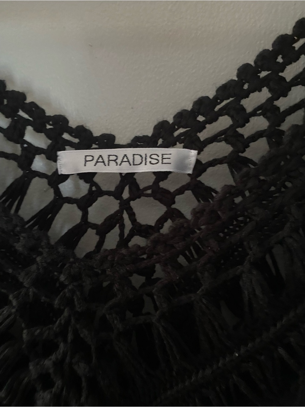 Paradise Black Crochet V-Neck Women’s Top/Swimsuit Cover w/ See-Through Design - Picture 4 of 7